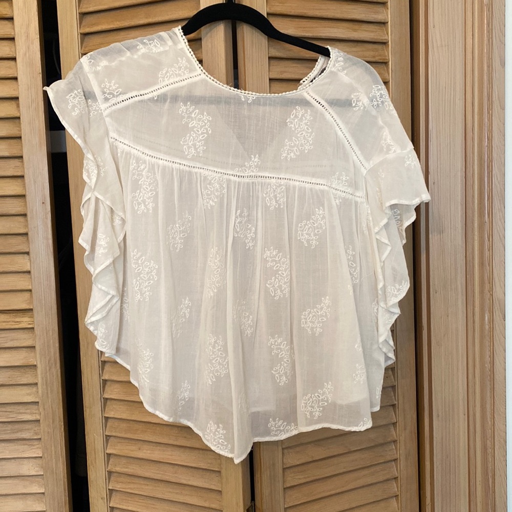 Zara Linen eyelet style top, size small